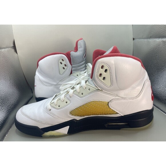 2020 Nike Air Jordan 5 V Retro Fire Red Silver Tongue Mens 13 White DA1911-102 main image 3